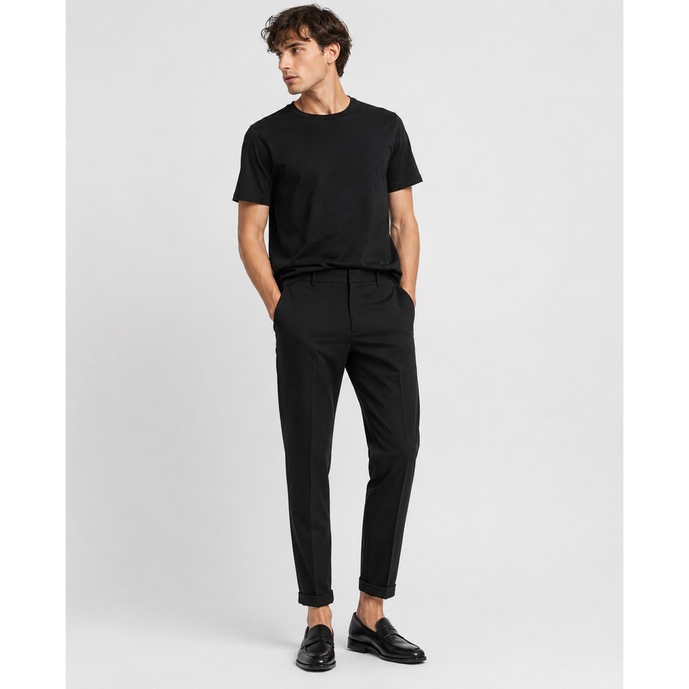 NWT The Kooples Men's Black Elastic Waist Tapered Dress Pants